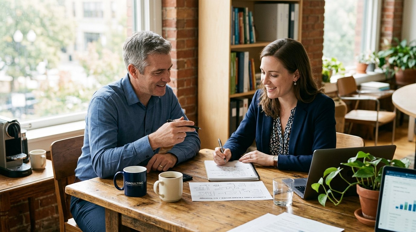 Collaborative executive consulting session at First Freedom Strategy Group